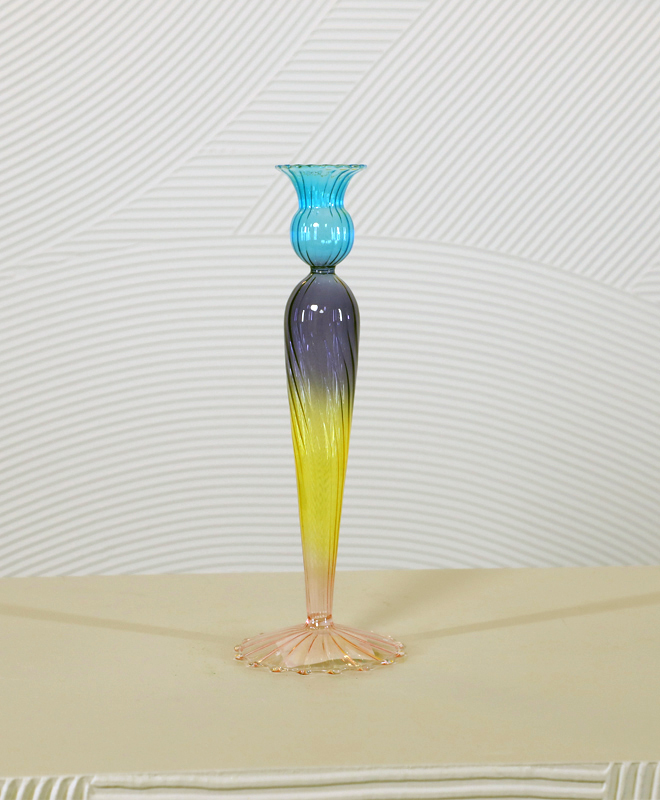CANDLEHOLDER, PINK/ YELLOW/ PURPLE/ BLUE H23