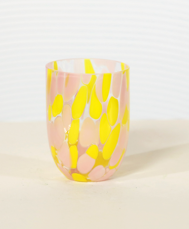 GLASS BIG CONFETTI ROSA +YELLOW
