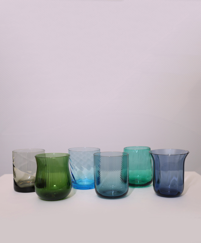 SET 6 TUMBLER TEXTURE BLUE/GREEN