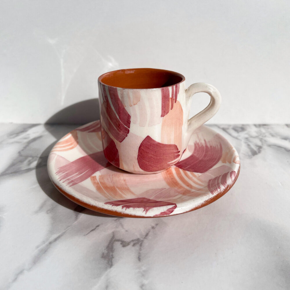 FAN ESPRESSO CUP AND SAUCER PINK MIX