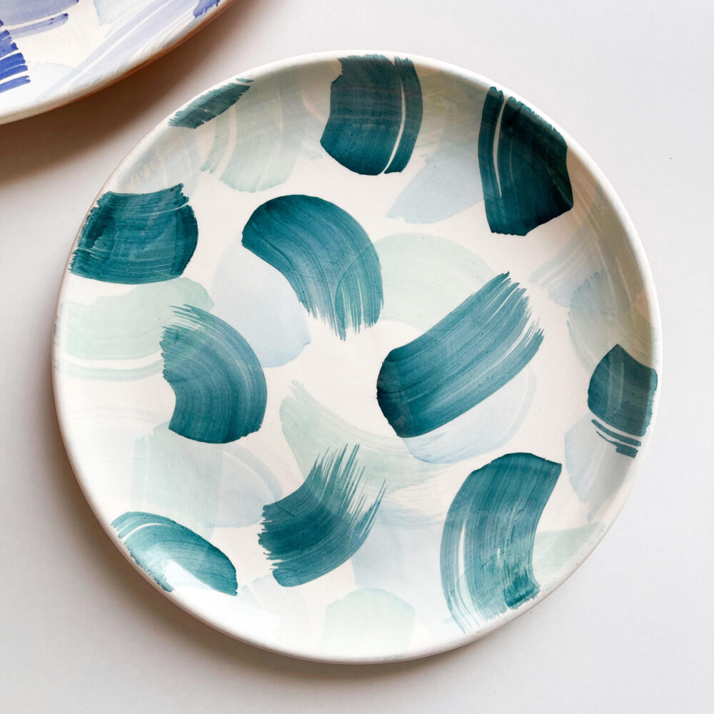 FAN LARGE PLATE TEAL MIX