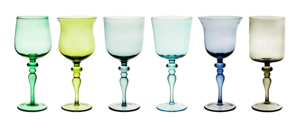 SET 6 WINE GLASSES NUANCE BLUE/GREEN