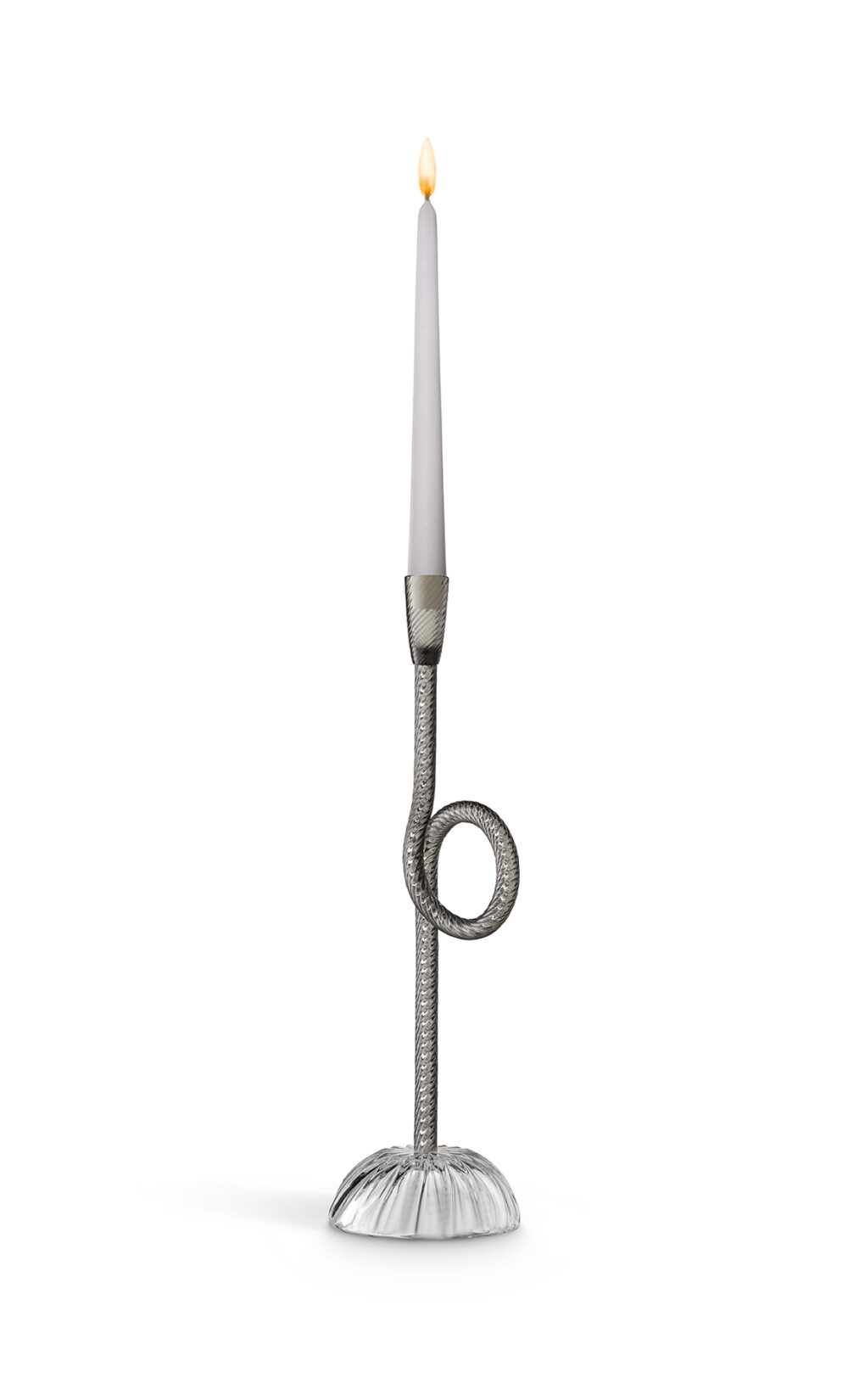 VENETIAN KNOT CANDLESTICK HOLDER GREY