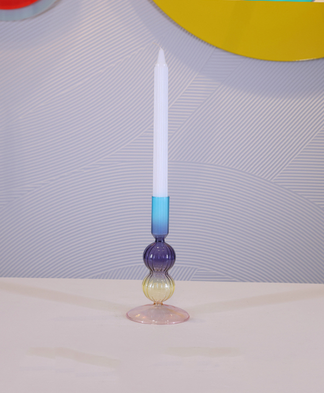 CANDLEHOLDER PINK/YELLOW/PURPLE/BLUE