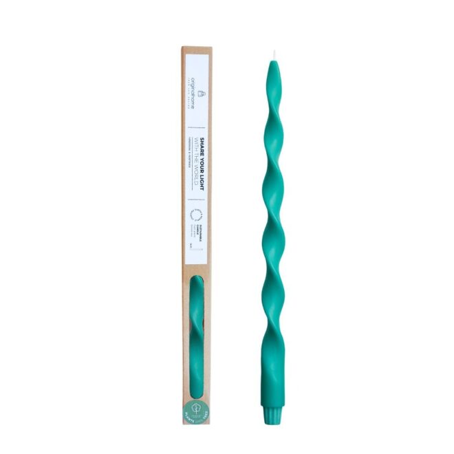 CANDLE BIG LAZY SPIRAL TURQUOISE