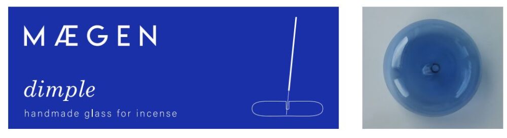 MAEGEN DIMPLE GLASS INCENSE HOLDER BLUE