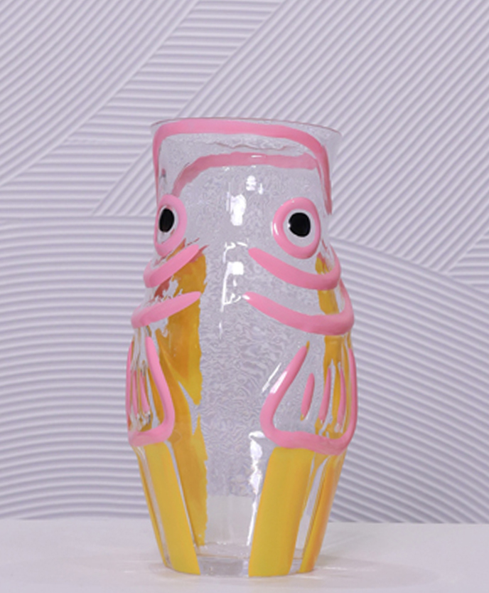 VASE FISH PINK/YELLOW M